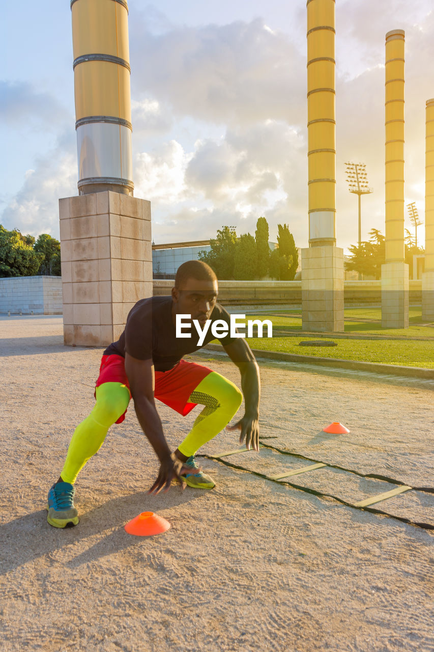 Male athlete practicing outdoors