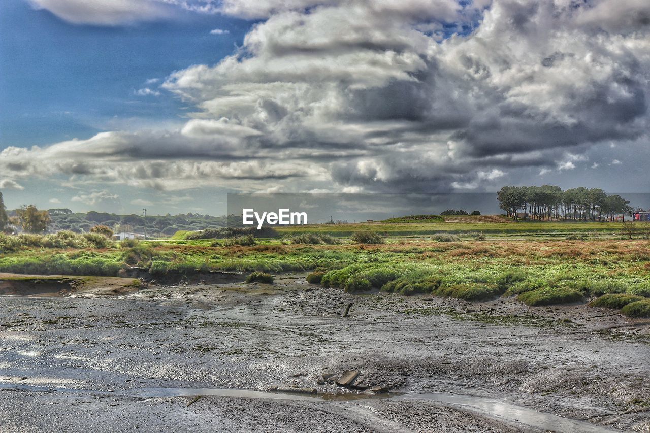 SCENIC VIEW OF LANDSCAPE AGAINST CLOUDY SKY