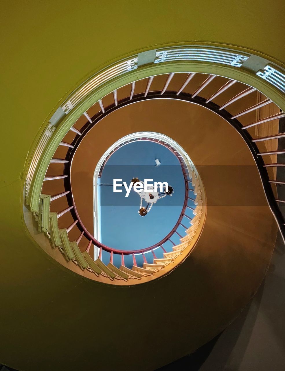 Directly below shot of spiral staircase