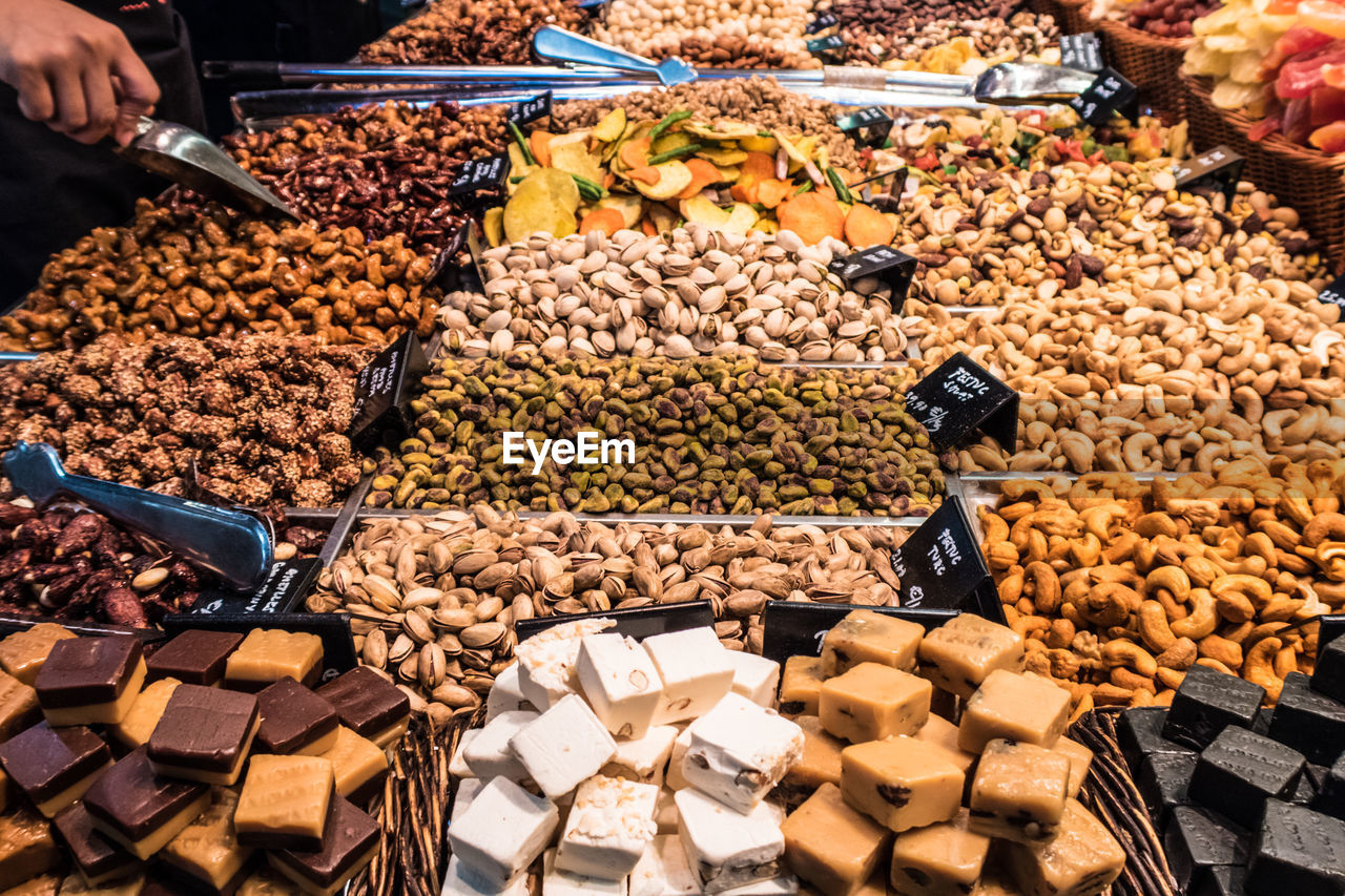 Food for sale at market stall