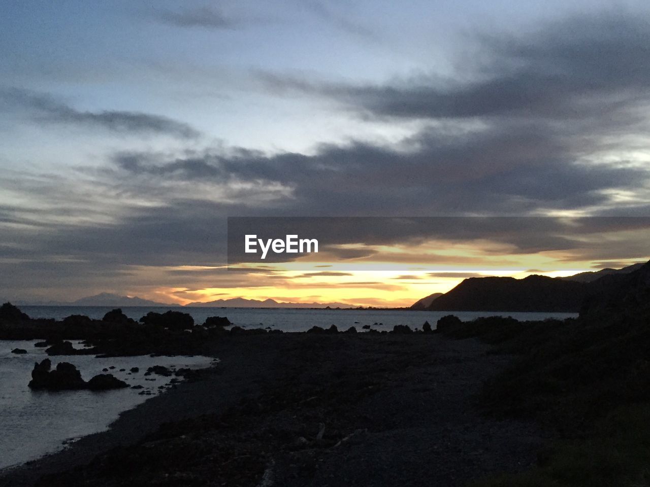 SCENIC VIEW OF SEA AT SUNSET