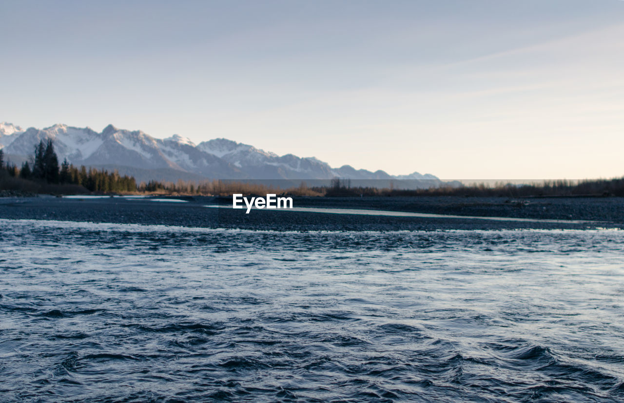 Scenic view of lake against sky