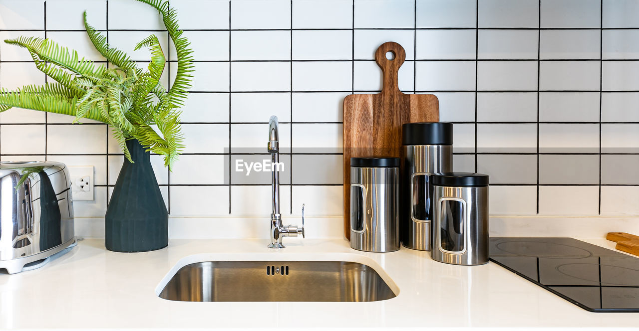 Interior of modern kitchen in condo