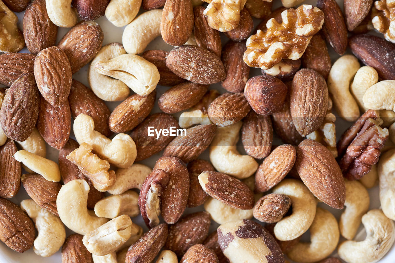 Full frame shot of salted nuts