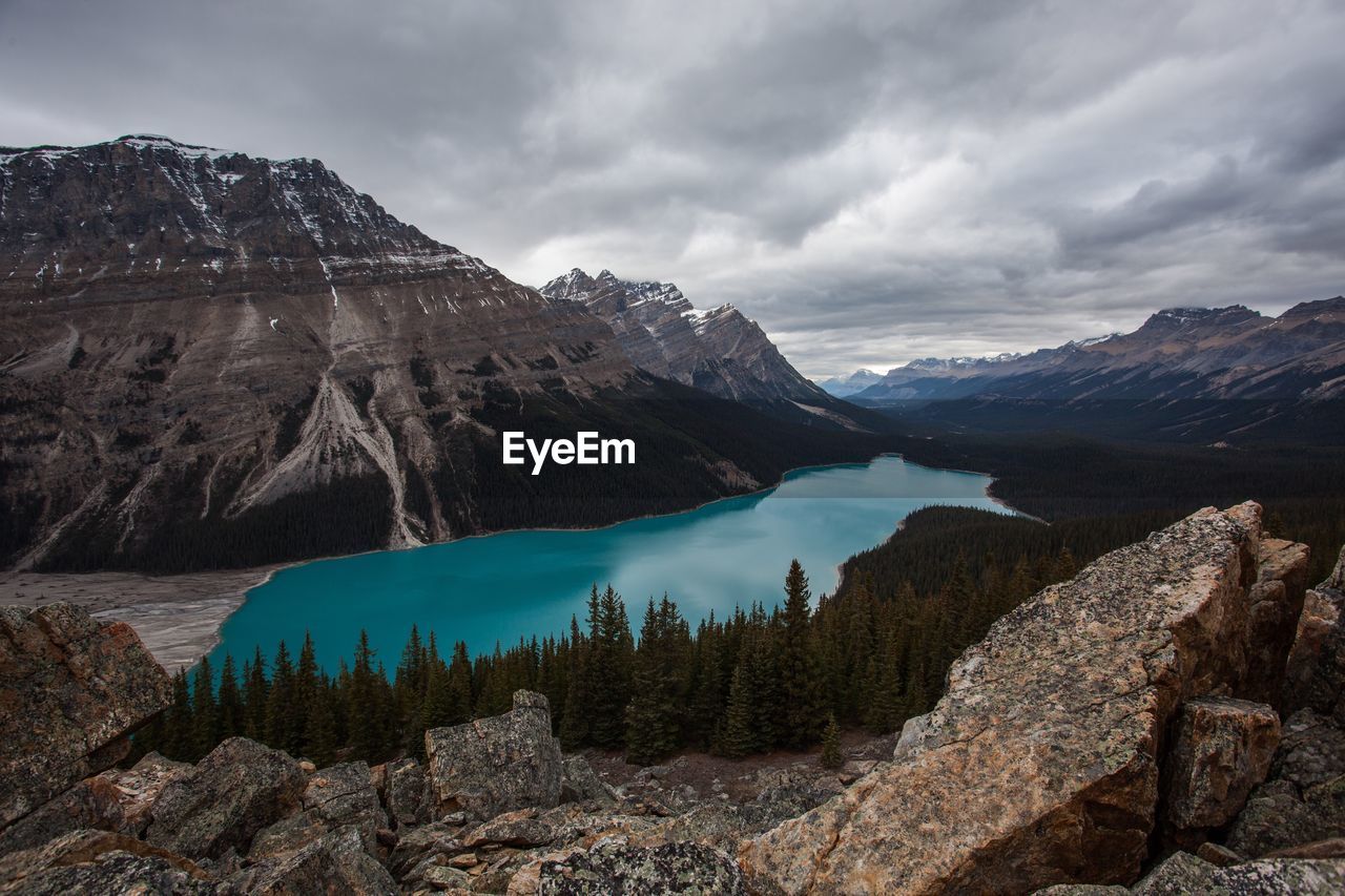 Scenic view of mountains against sky