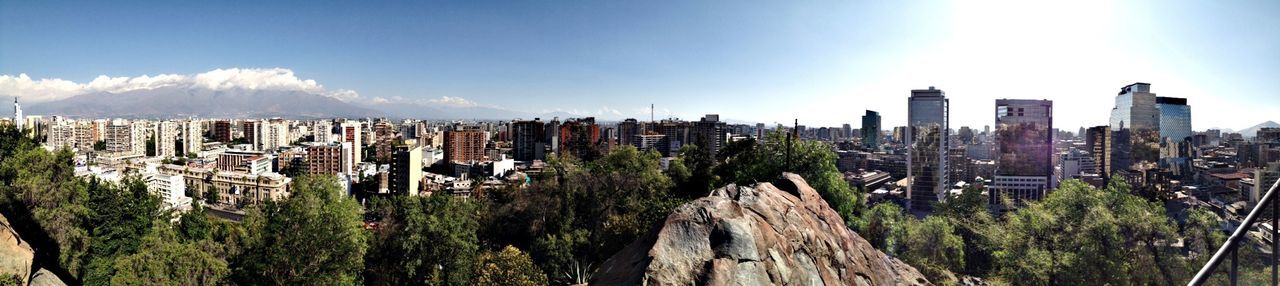 Panoramic shot of cityscape against clouds