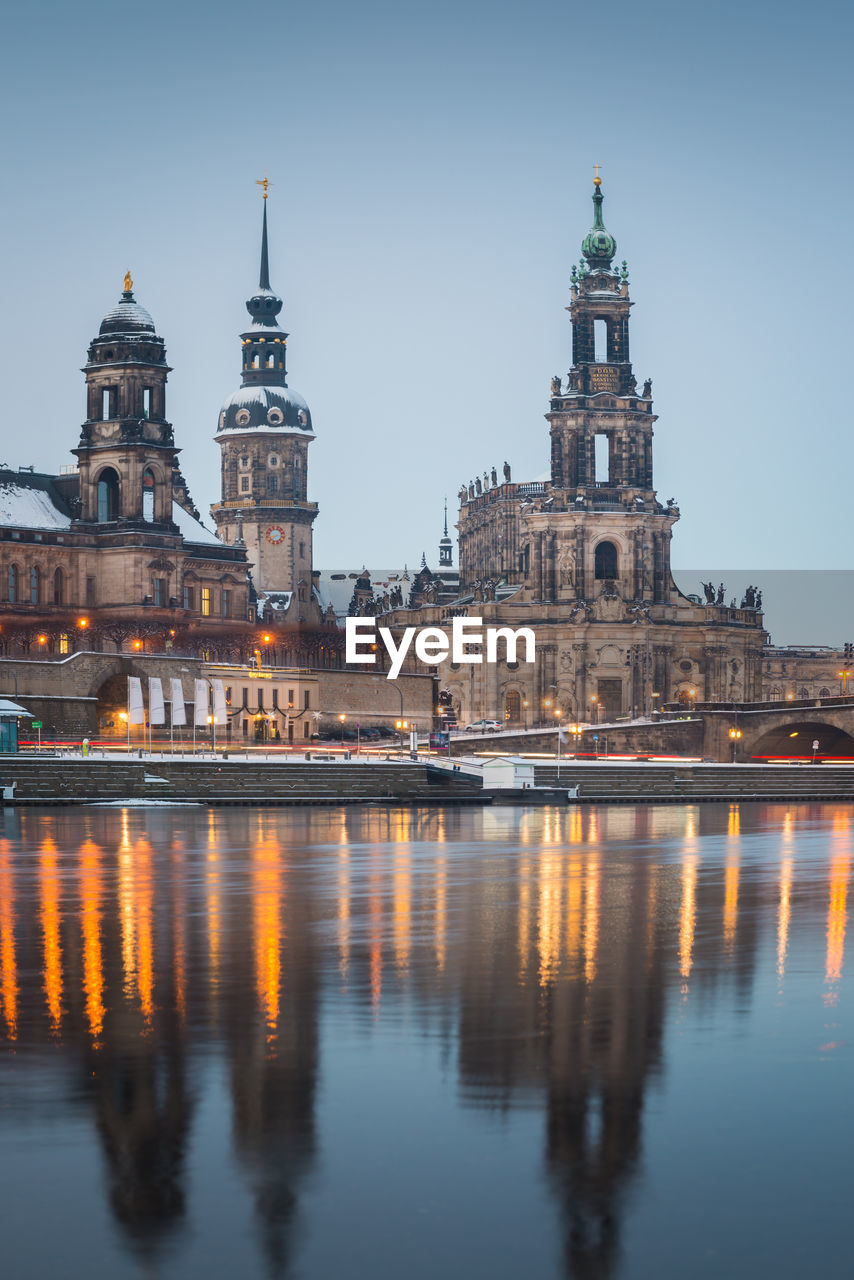 Dresden old town city and elbe river, dresden, germany