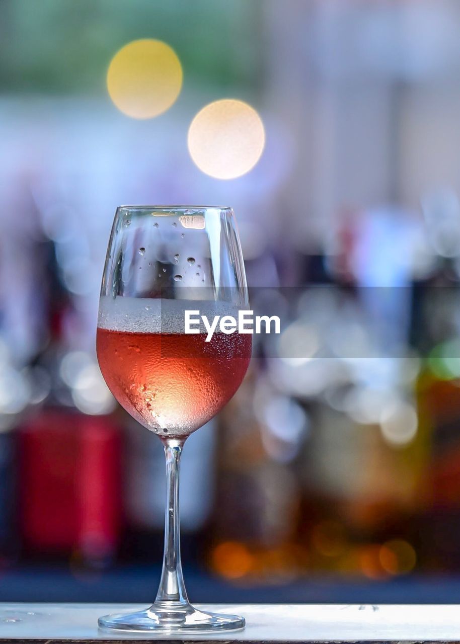 Close-up of wine glass on table in restaurant