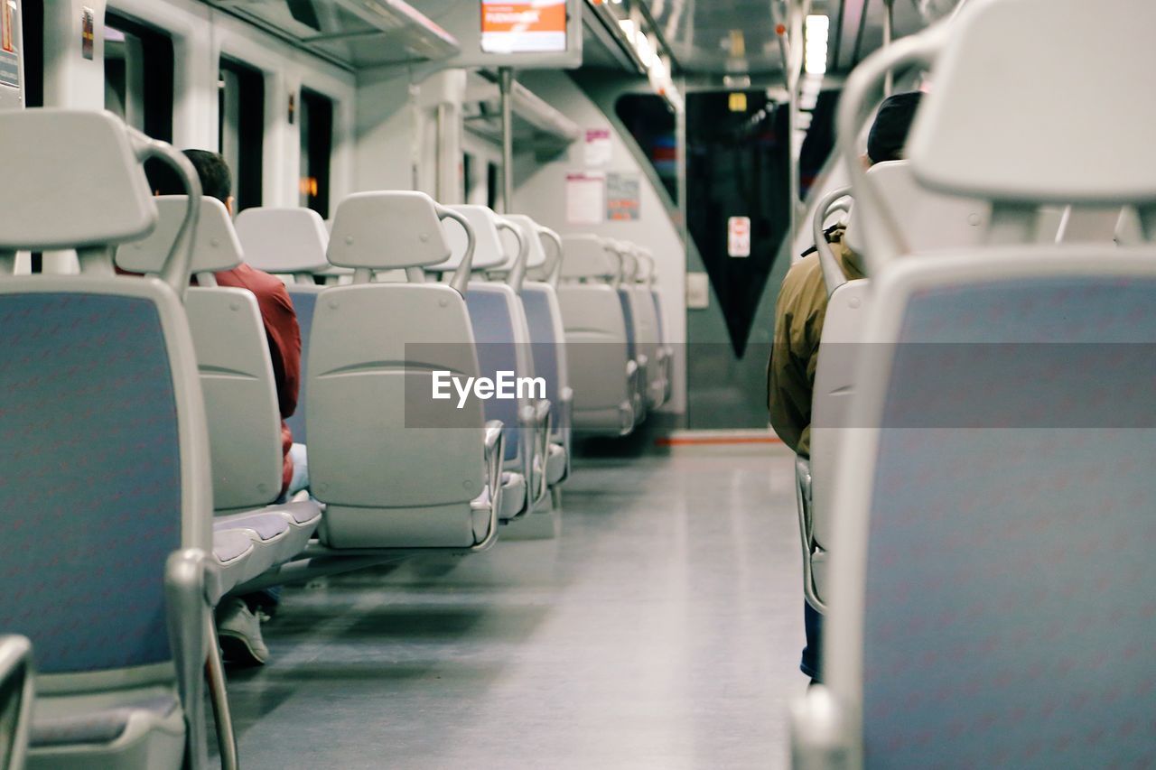 Empty seats on a metro train 