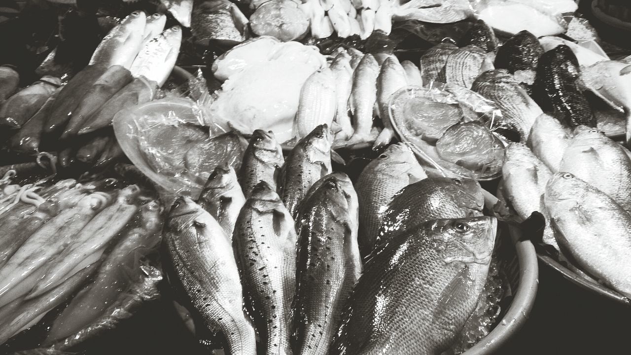 Fish for sale at market stall