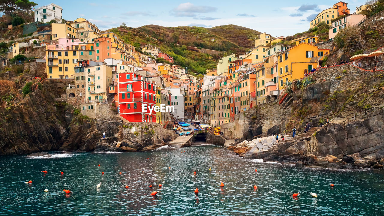 Riomaggiore is one of the beautiful villages that make up the cinque terre of the ligurian riviera.
