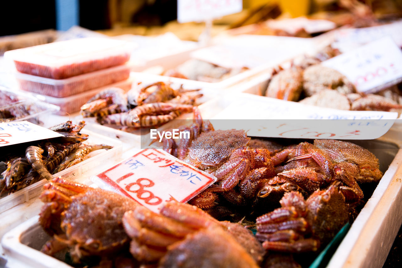 MEAT FOR SALE AT MARKET STALL
