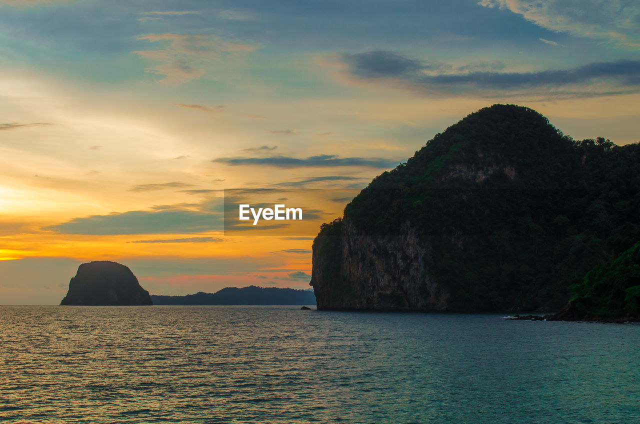 Scenic view of sea against sky during sunset