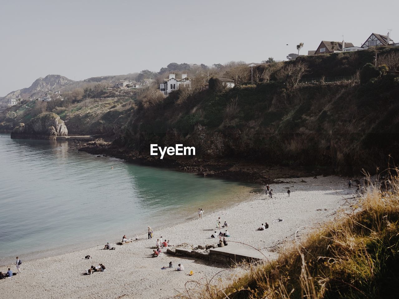 Scenic view of sea against clear sky of beach in ireland