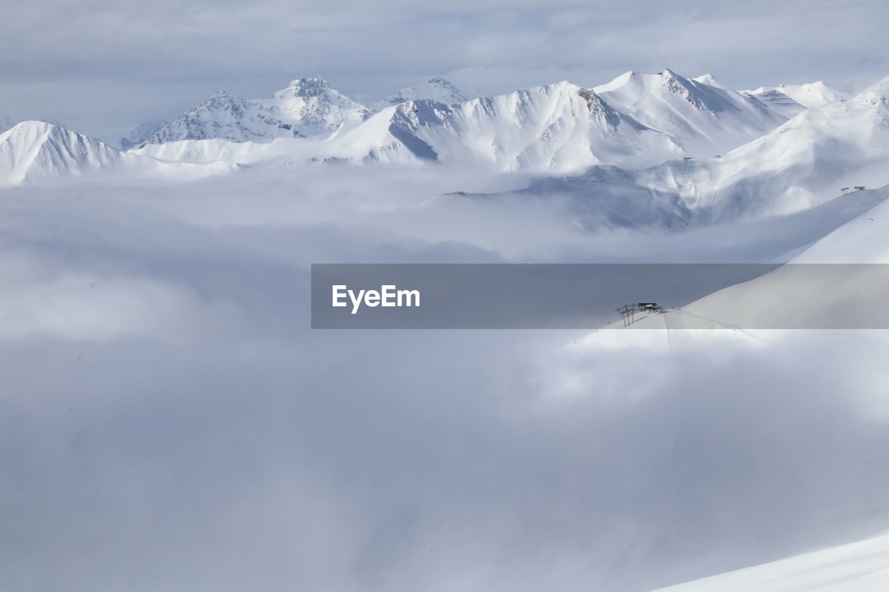 SNOW COVERED MOUNTAIN AGAINST SKY