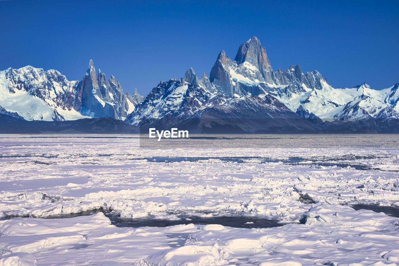 A composite photo mount fitz roy and drift ice