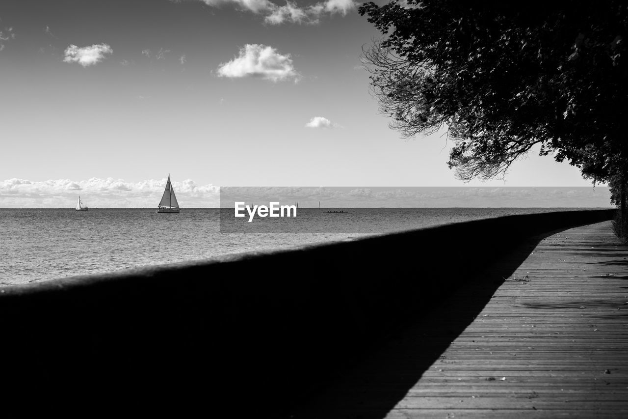 Scenic view of pier by sea against sky