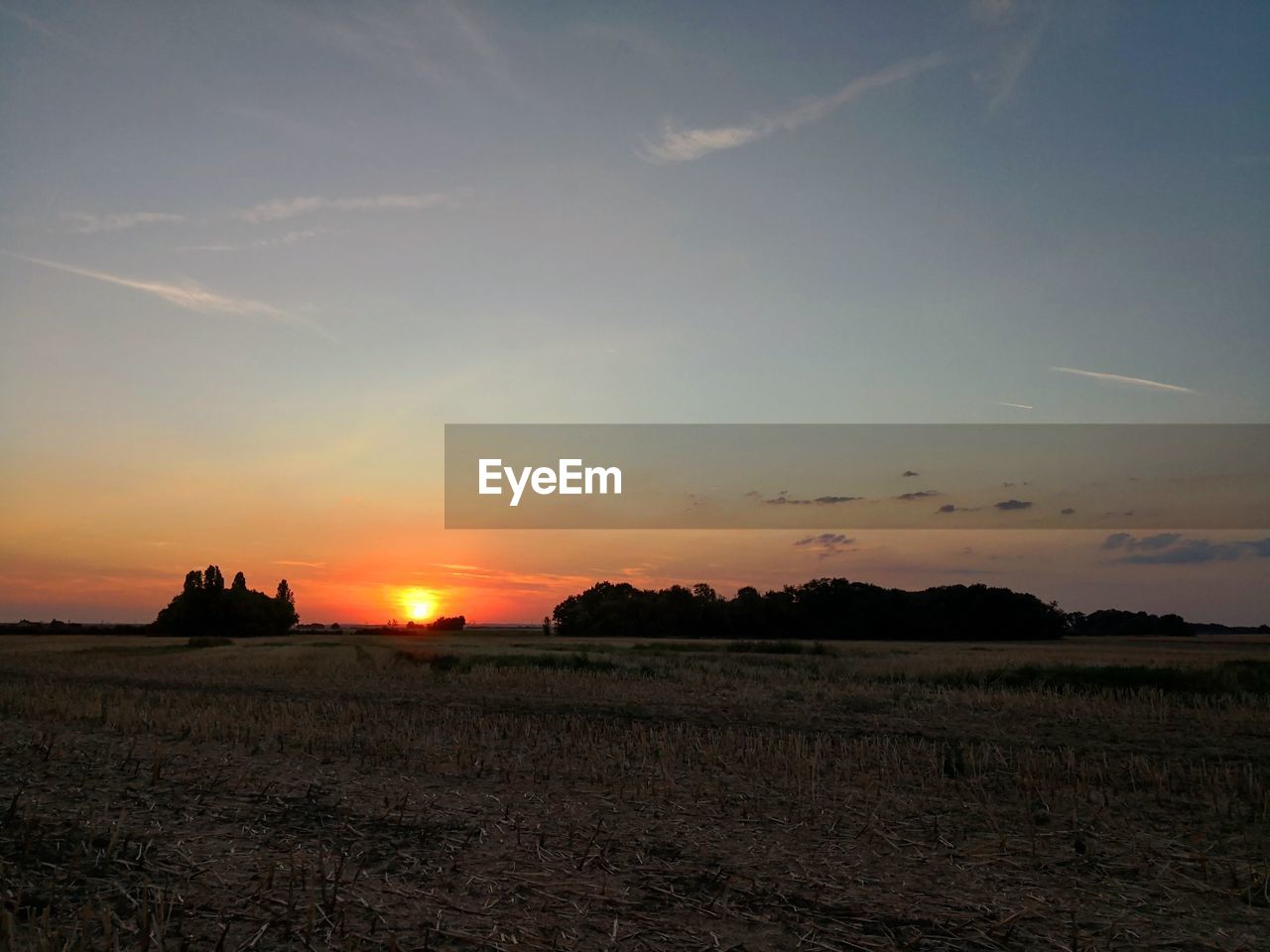 SCENIC VIEW OF SUNSET OVER FIELD