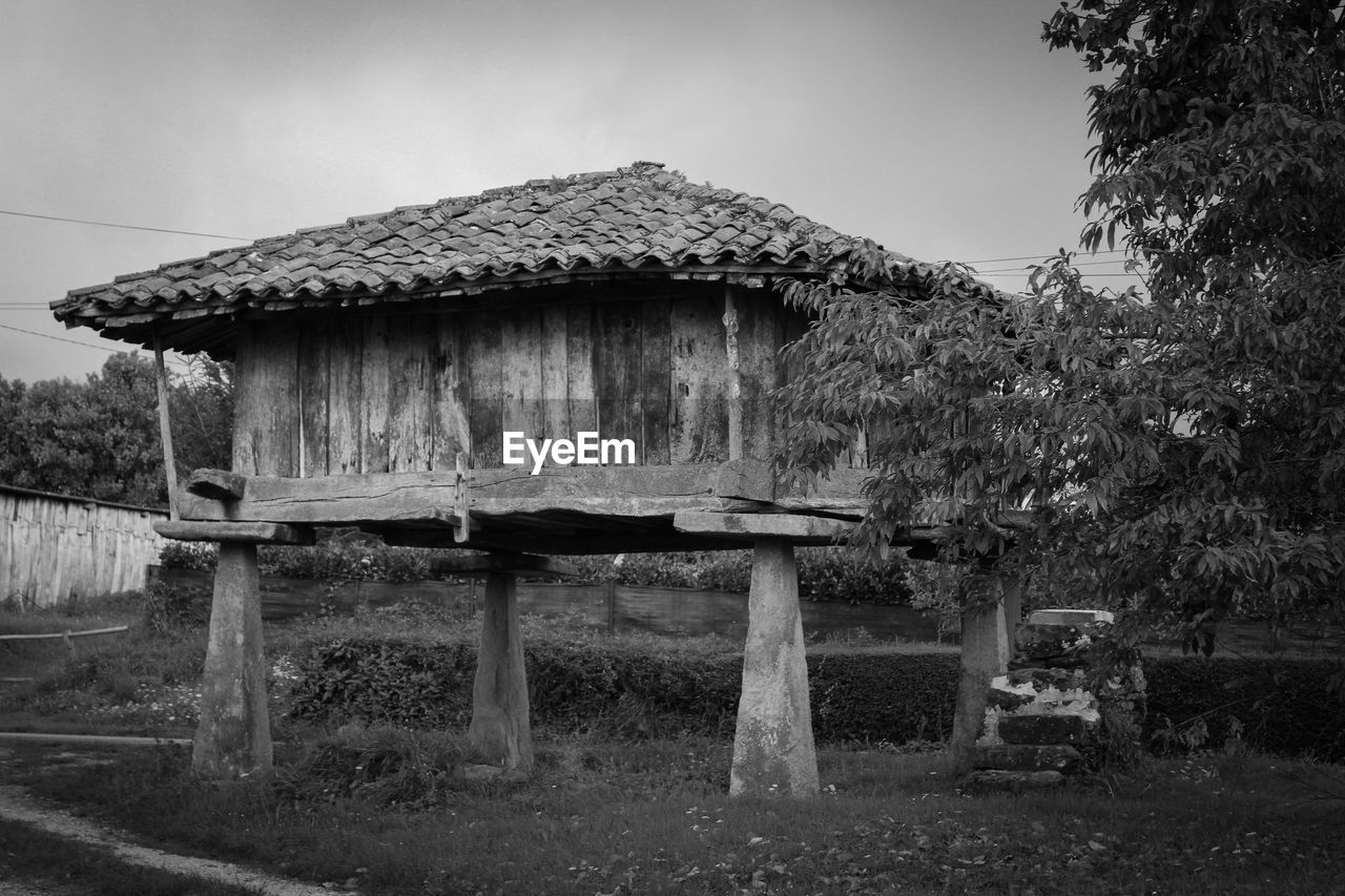 House on field against sky