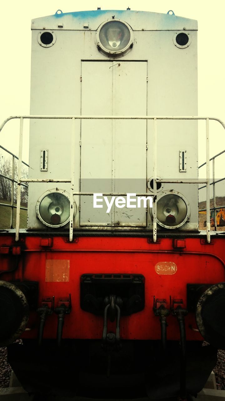 Close-up of train engine