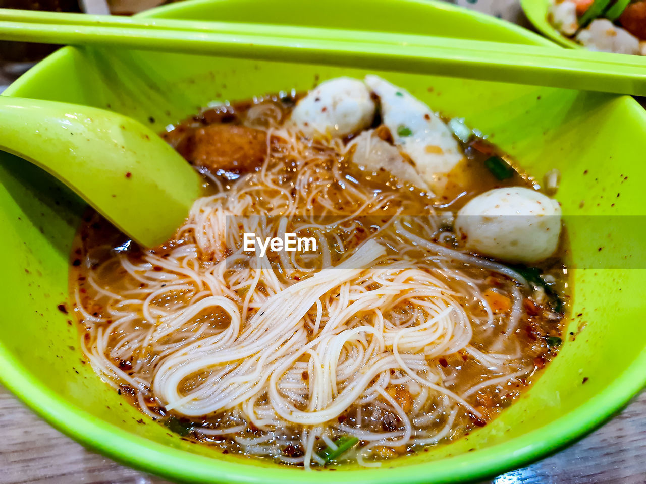 High angle view of food in bowl on table