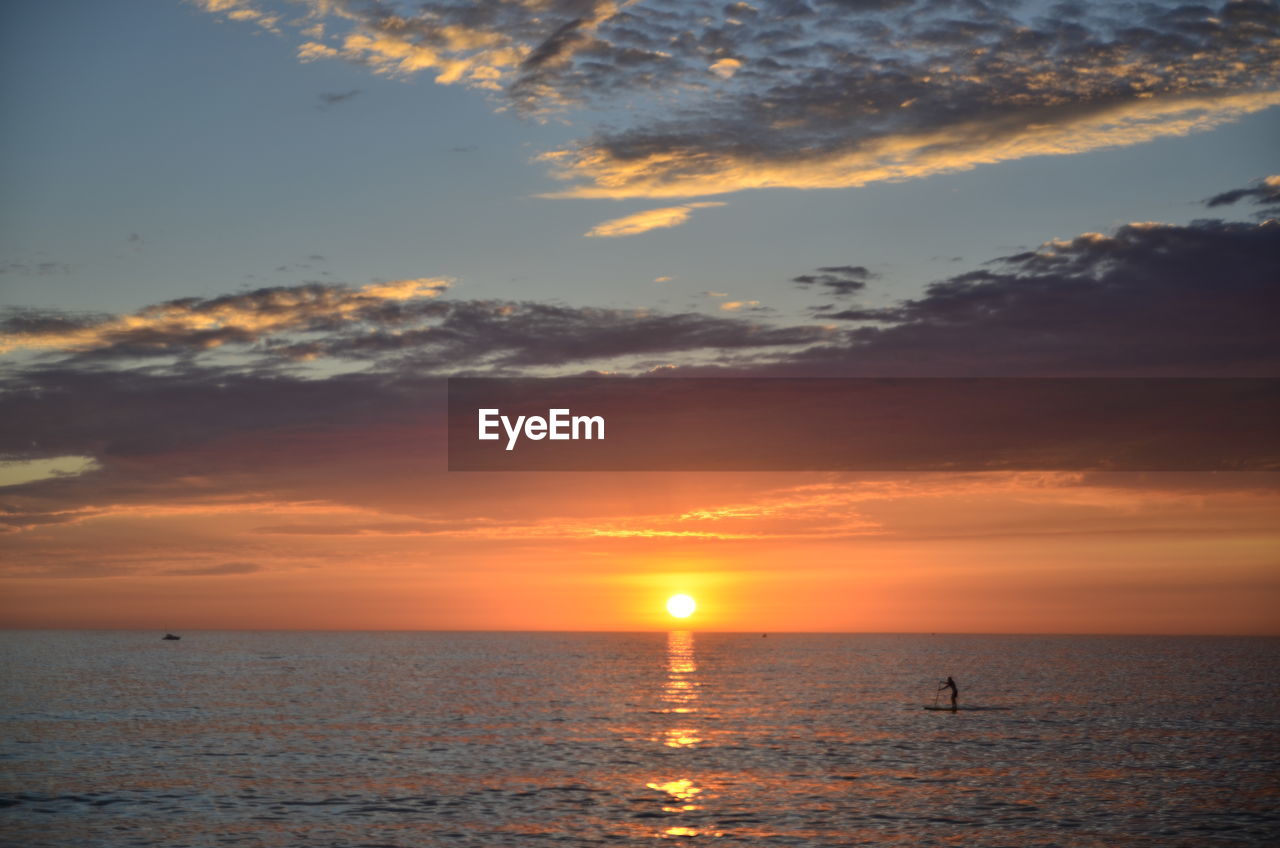 Scenic view of sea at sunset