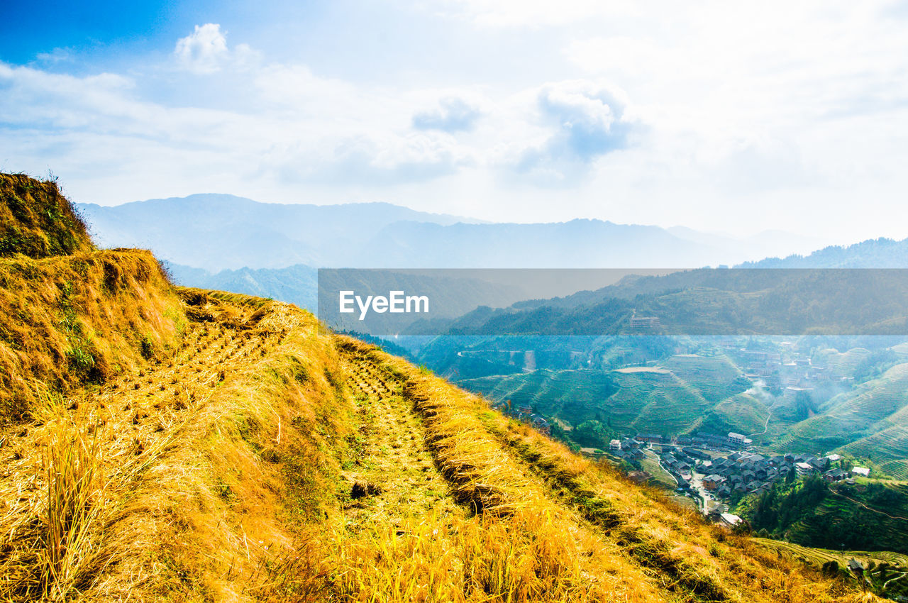 Scenic view of mountains against sky