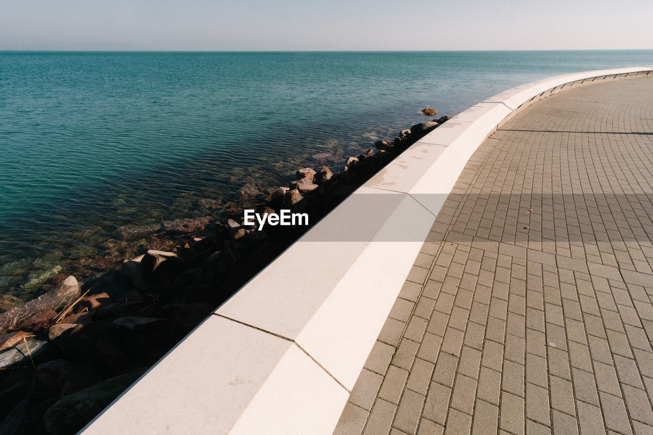 High angle view of lake against sky