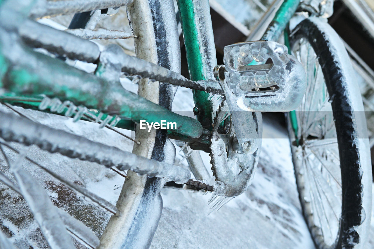 winter, snow, blue, ice, no people, iron, cold temperature, close-up, metal, day, outdoors, nature, spring, frozen, vehicle