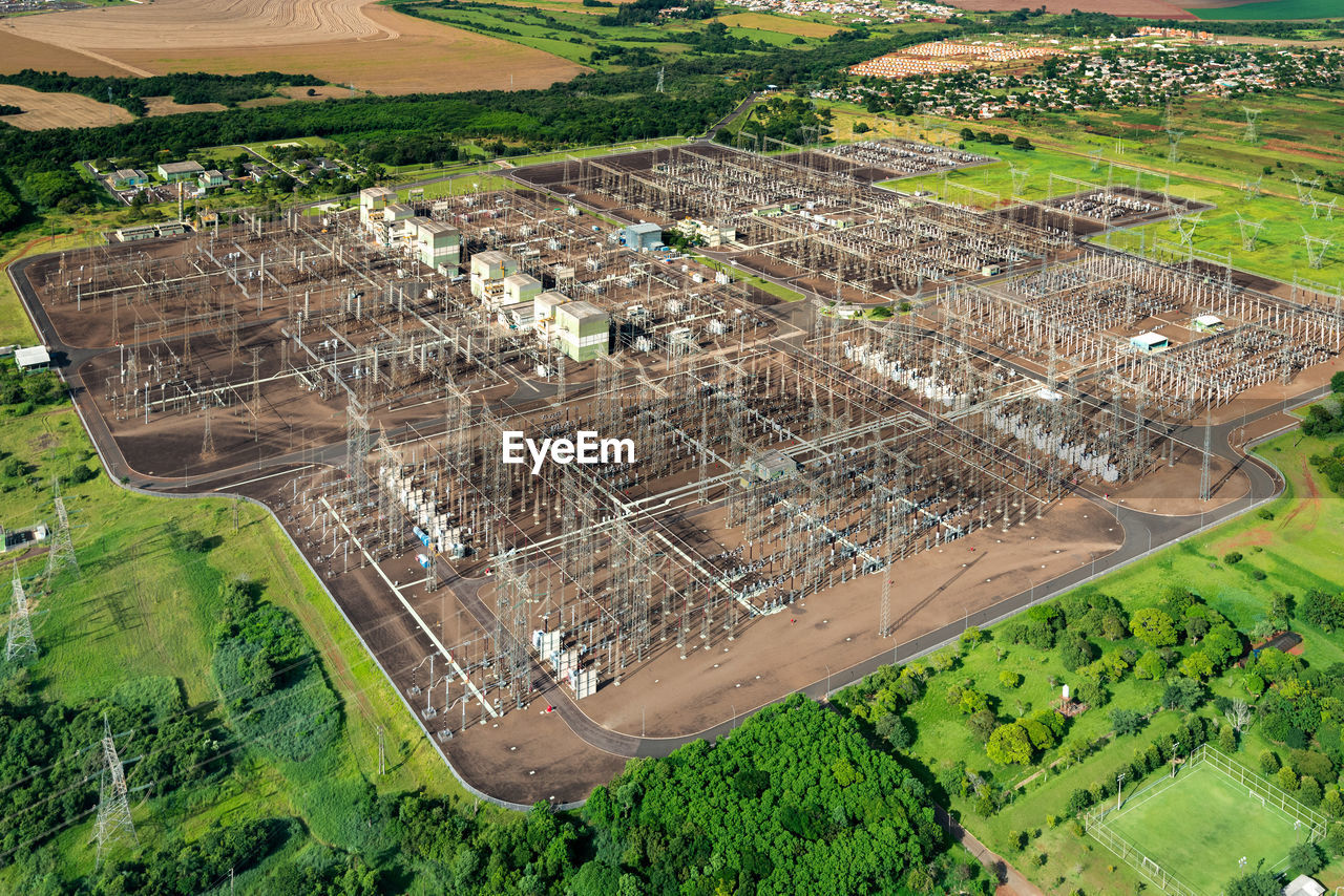 Aerial view of an electric substation in brazil.
