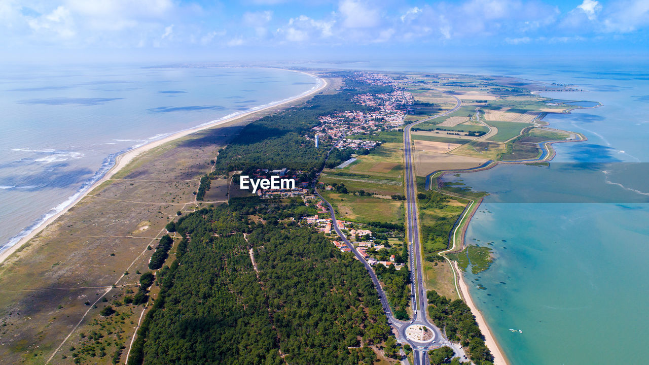 Aerial view of sea against sky