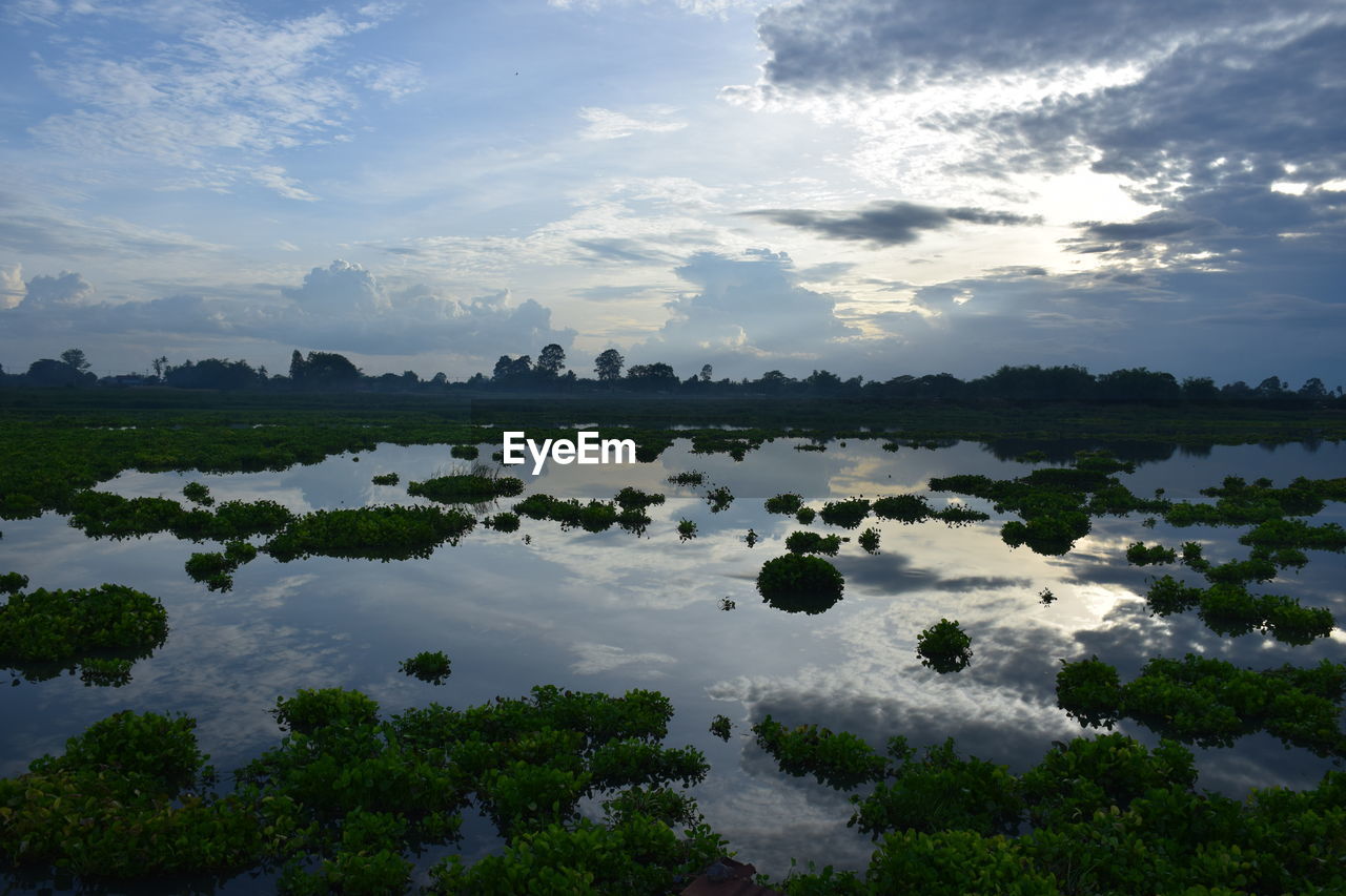 Scenic view of lake against sky