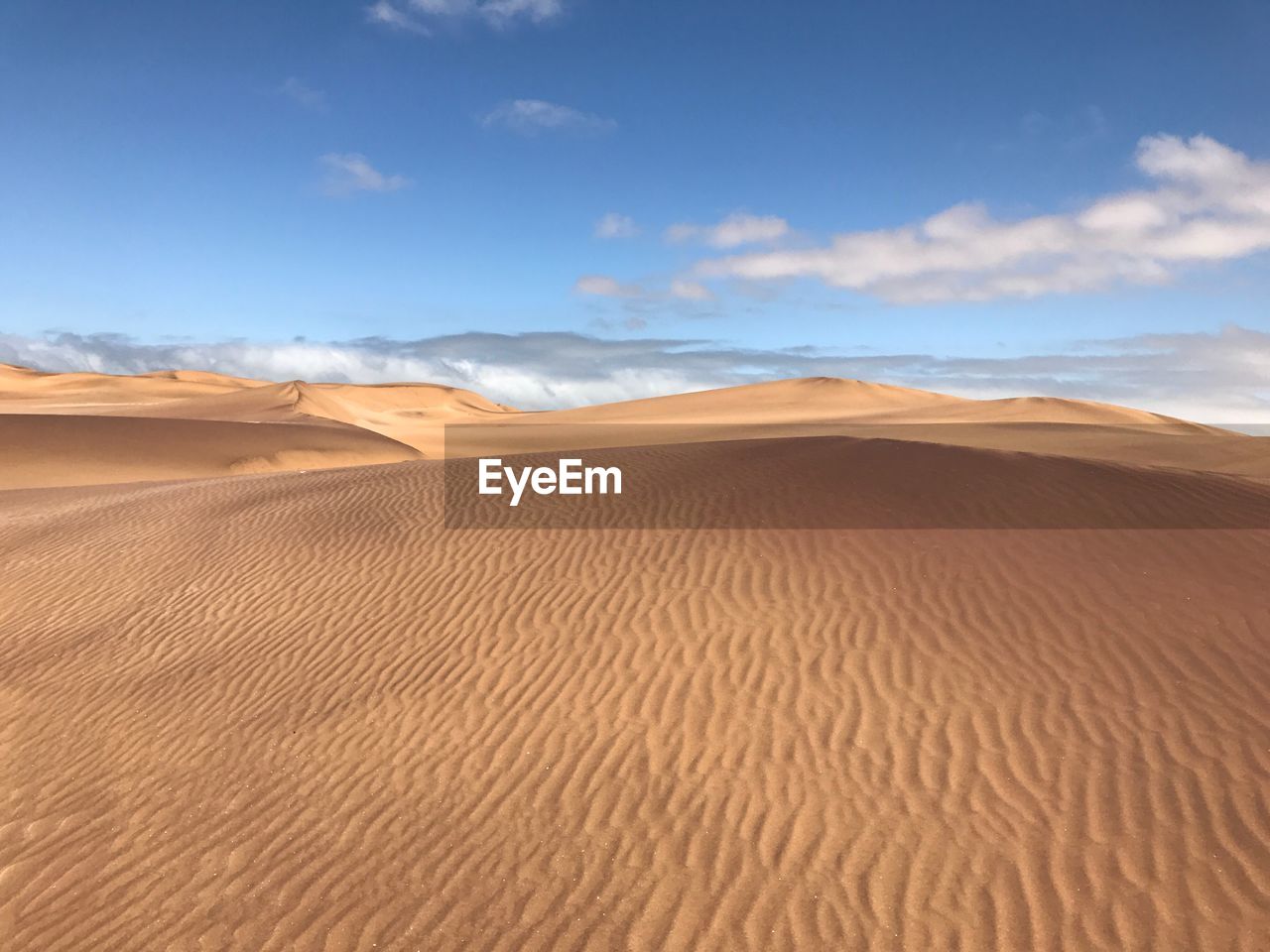 Sand dunes in desert against sky