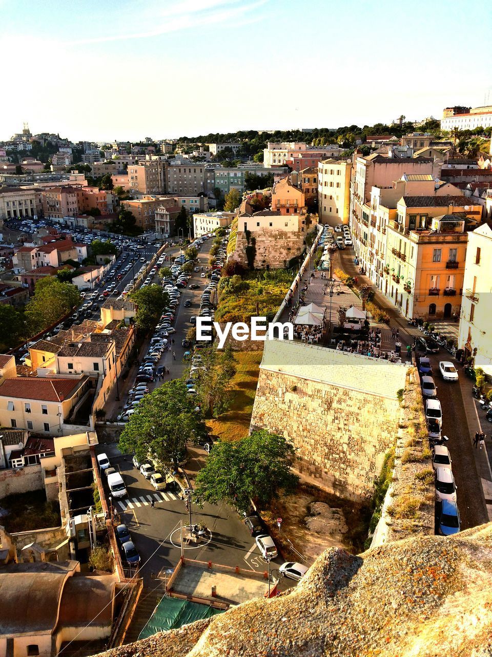 High angle view of city against sky