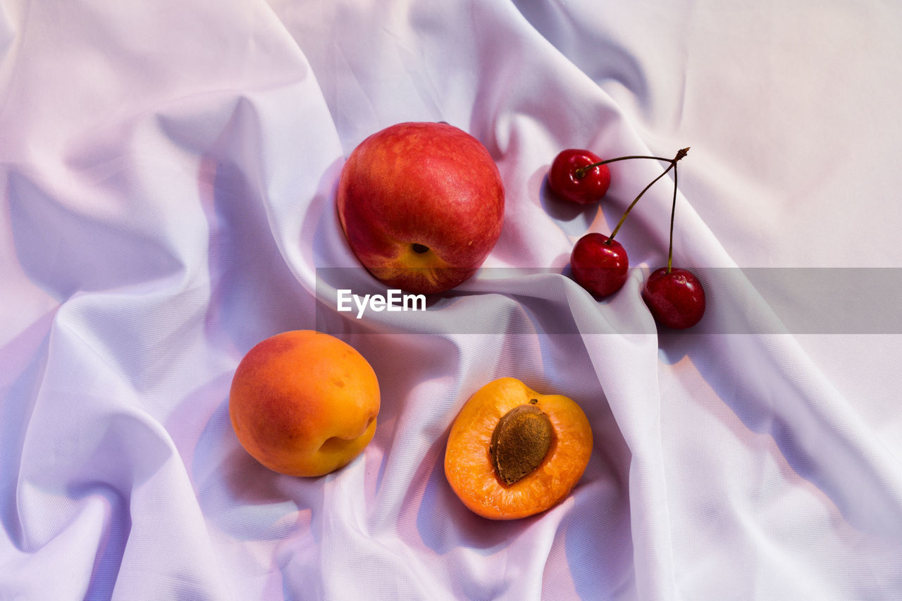 High angle view of fruits on table