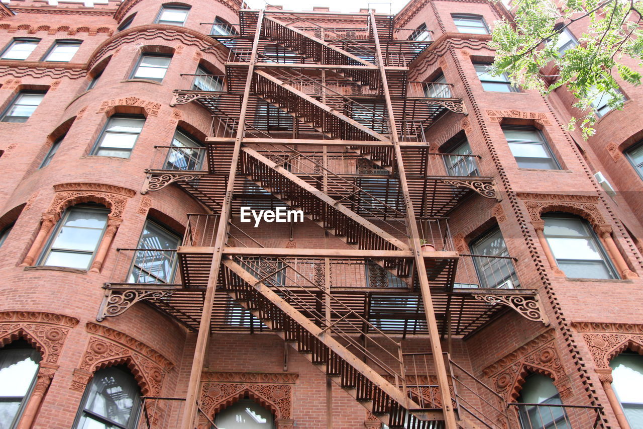 Low angle view of fire escape in building