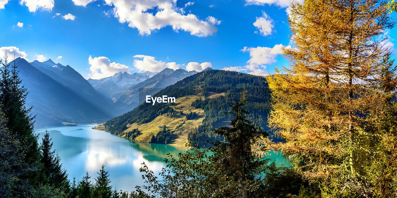 Panoramic view of durlassboden stausee, durlassboden reservoir, austria.