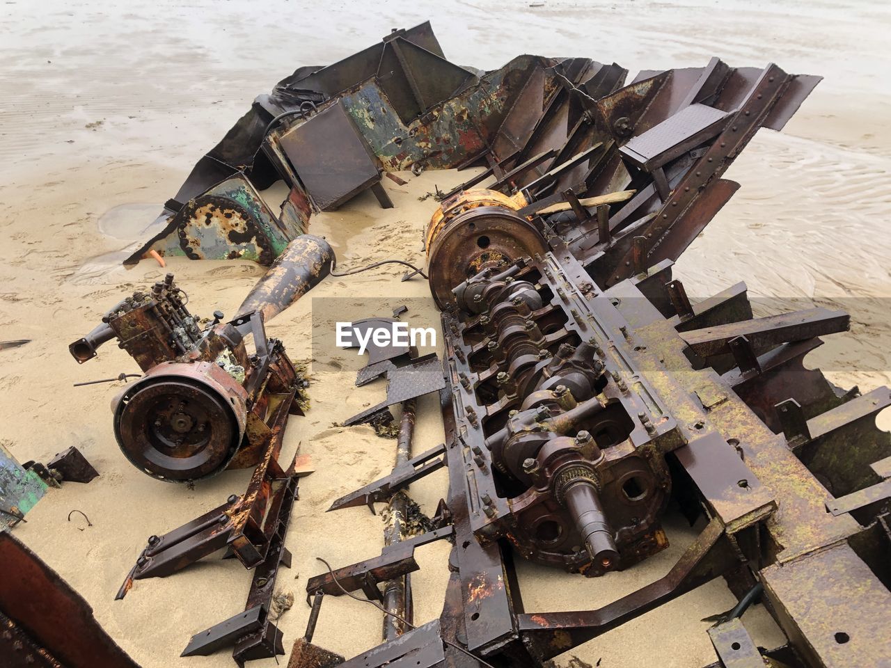 high angle view, vehicle, no people, military, day, firearm, nature, iron