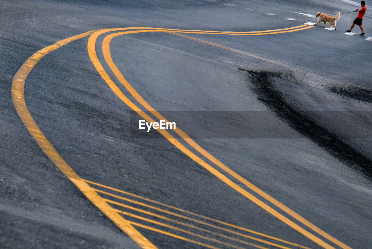 High angle view of car on road