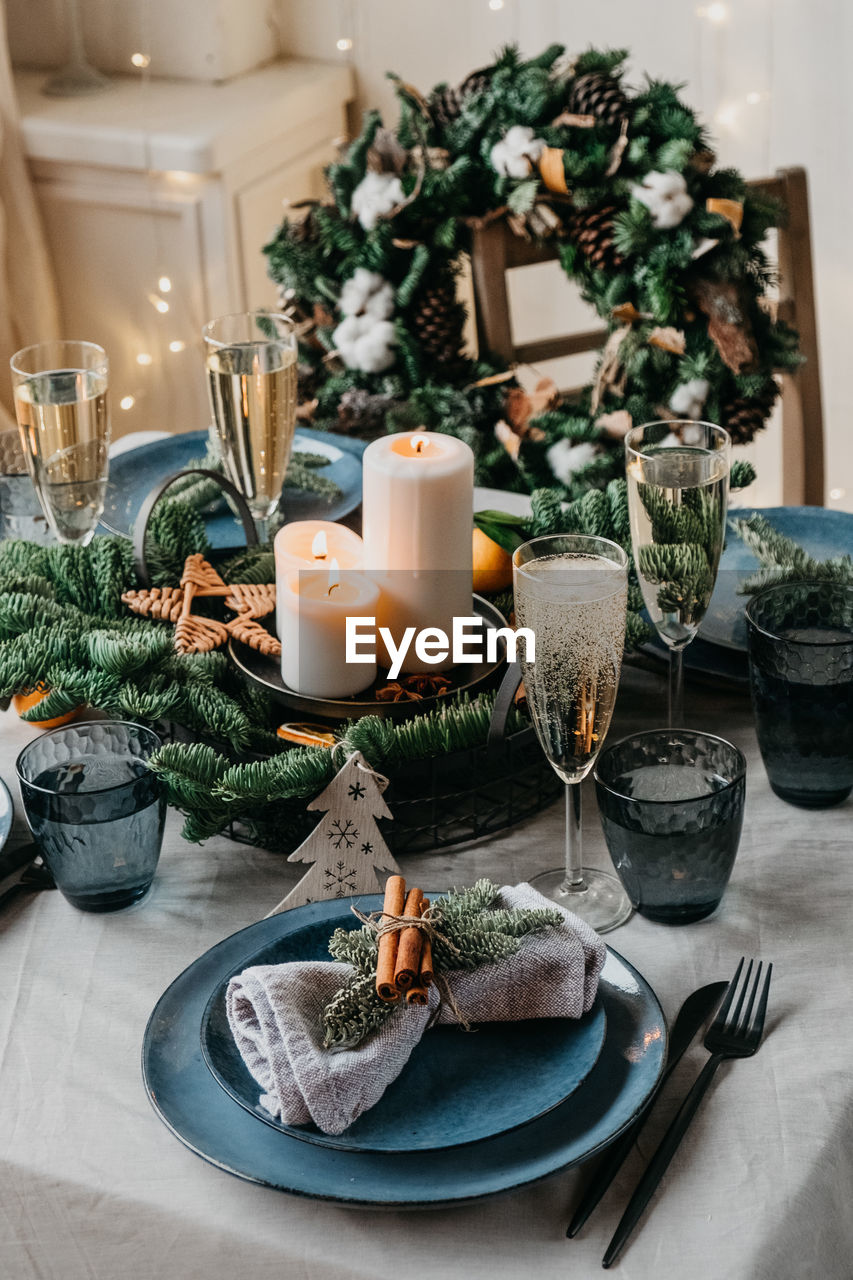 View of christmas decorations on table