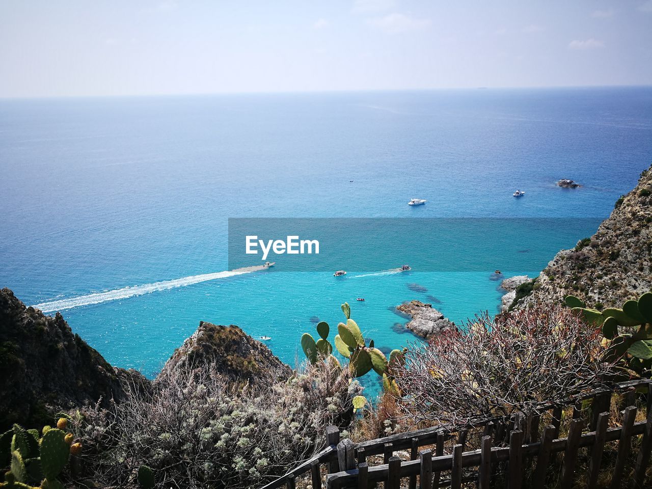 High angle view of sea against sky