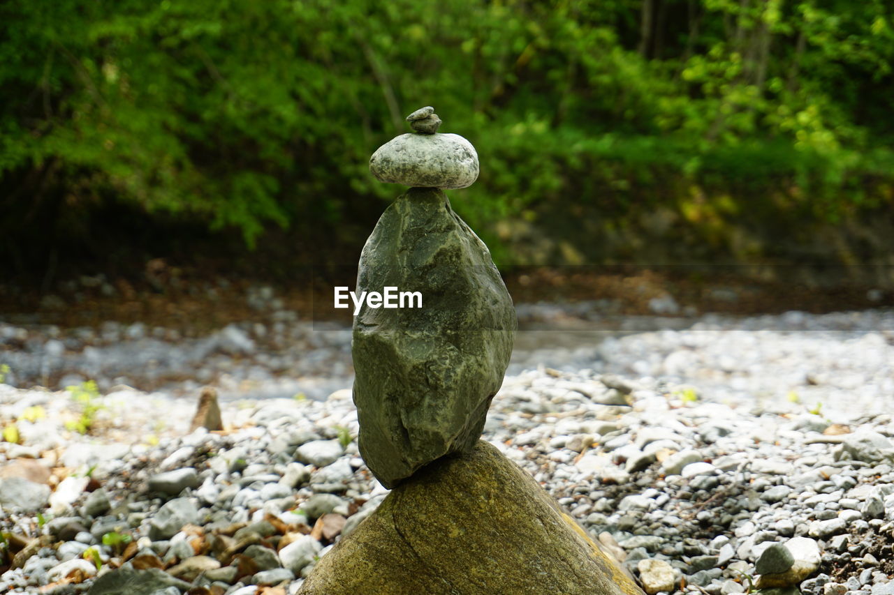 CLOSE-UP OF PEBBLES ON ROCK