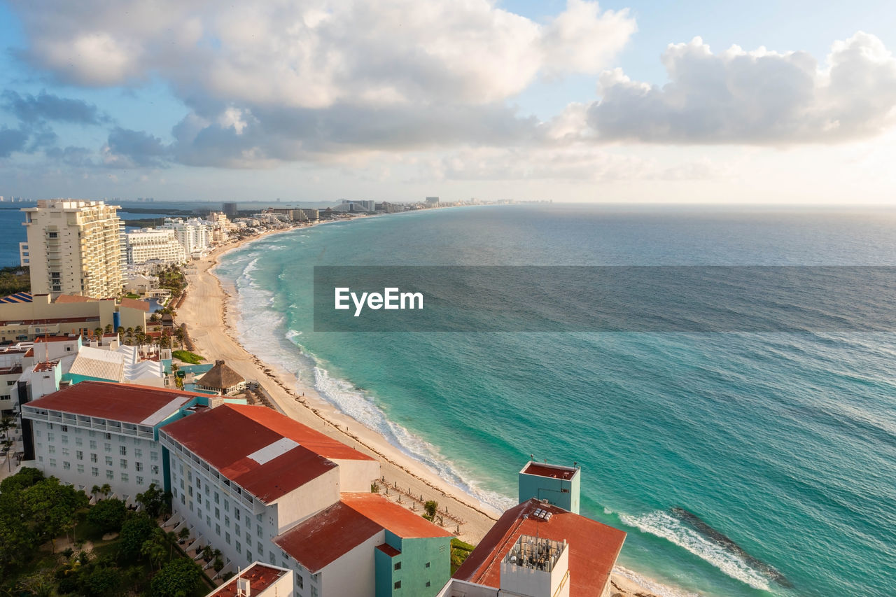 Magical sunrise view overt the caribbean sea.