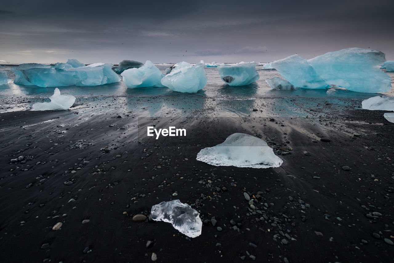 AERIAL VIEW OF FROZEN LAKE