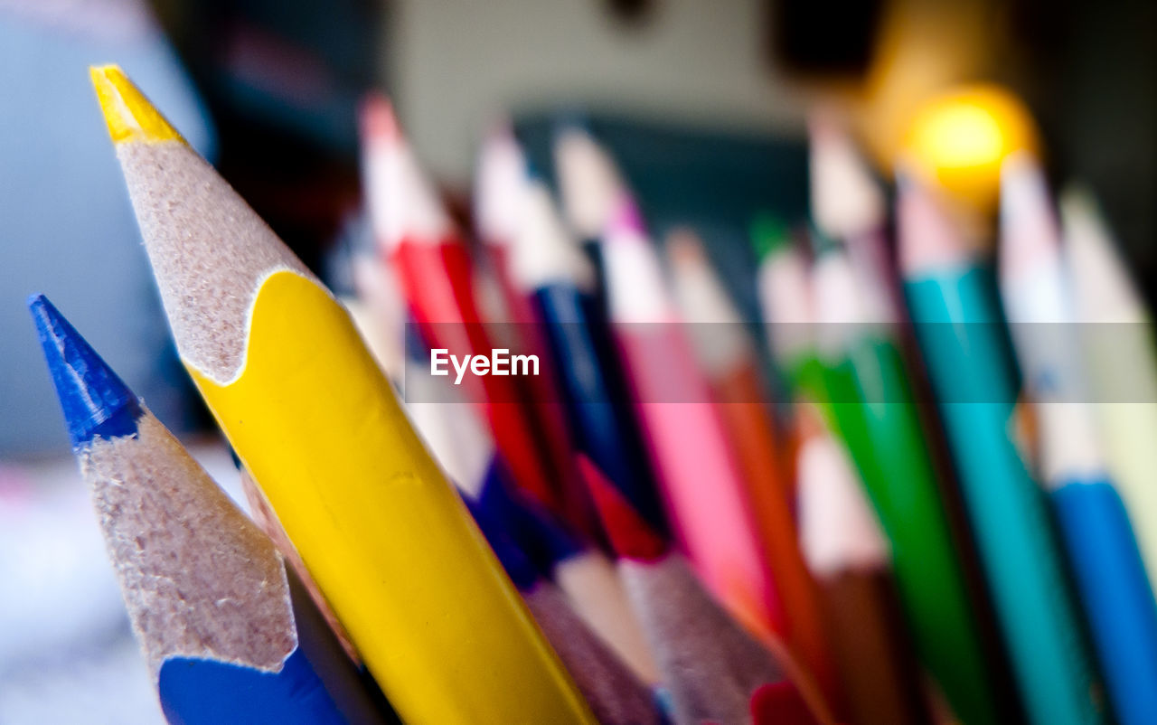 Close-up of colored pencils