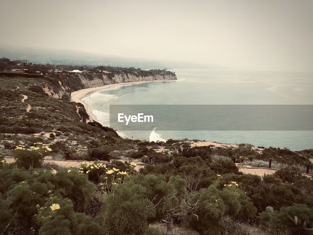 High angle view of beach against sky