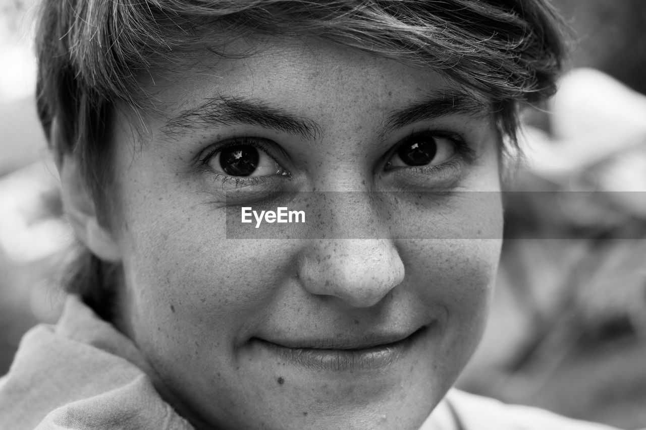 Close-up portrait of a smiling boy