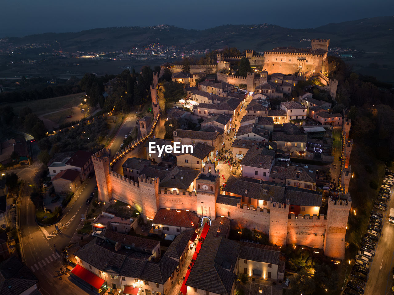 Aerial view of the medieval village of gradara in pesaro