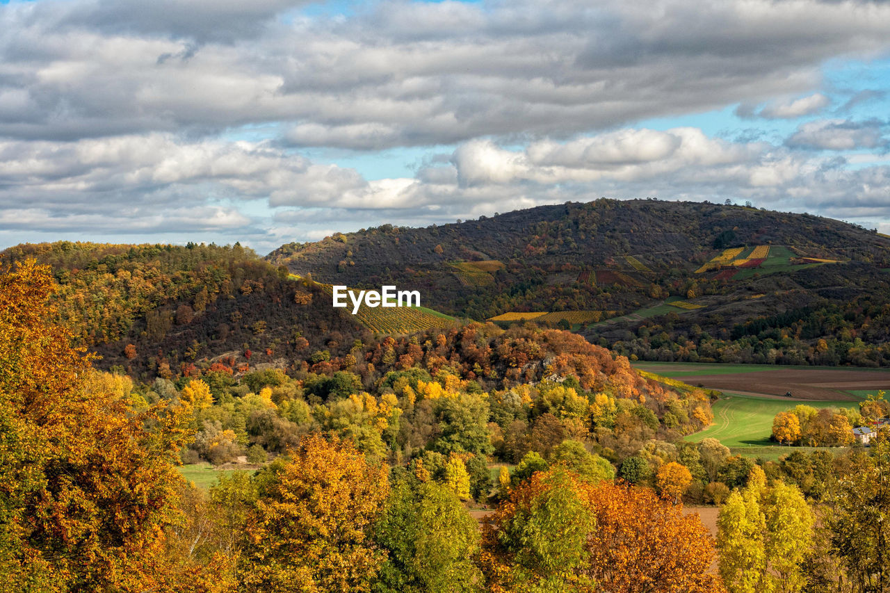 Scenic view of landscape against sky during autumn