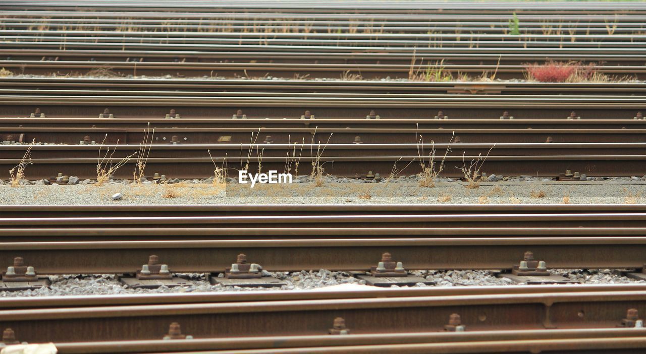 High angle view of railroad tracks